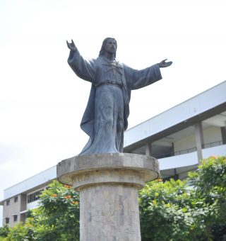 Sacred Heart of Jesus Statue inside the school campus